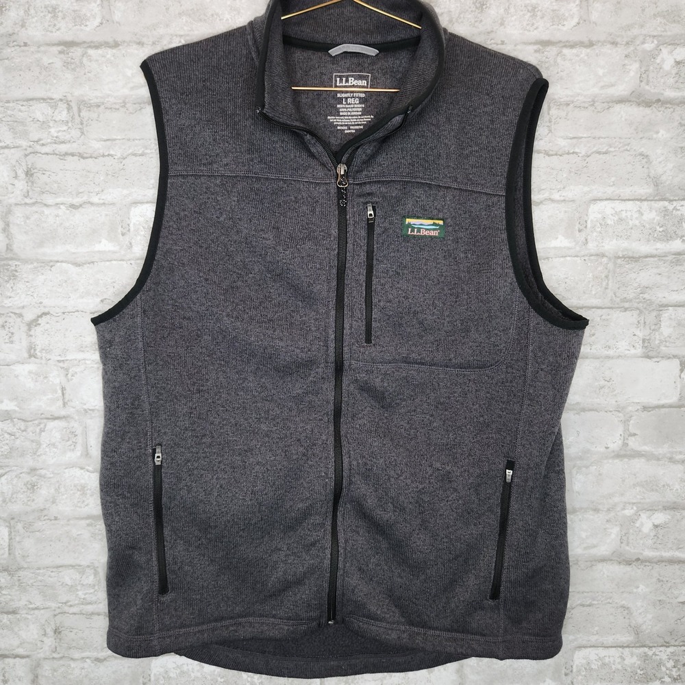 LL Bean Knit Vest Full Zip Grey Pockets Gorpcore Outdoor Hiking Large